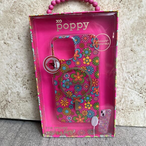 xo poppy iPhone 15/14/13 Case MAGSAFE Compatible Hippie Flower Power New In Box - Picture 1 of 5